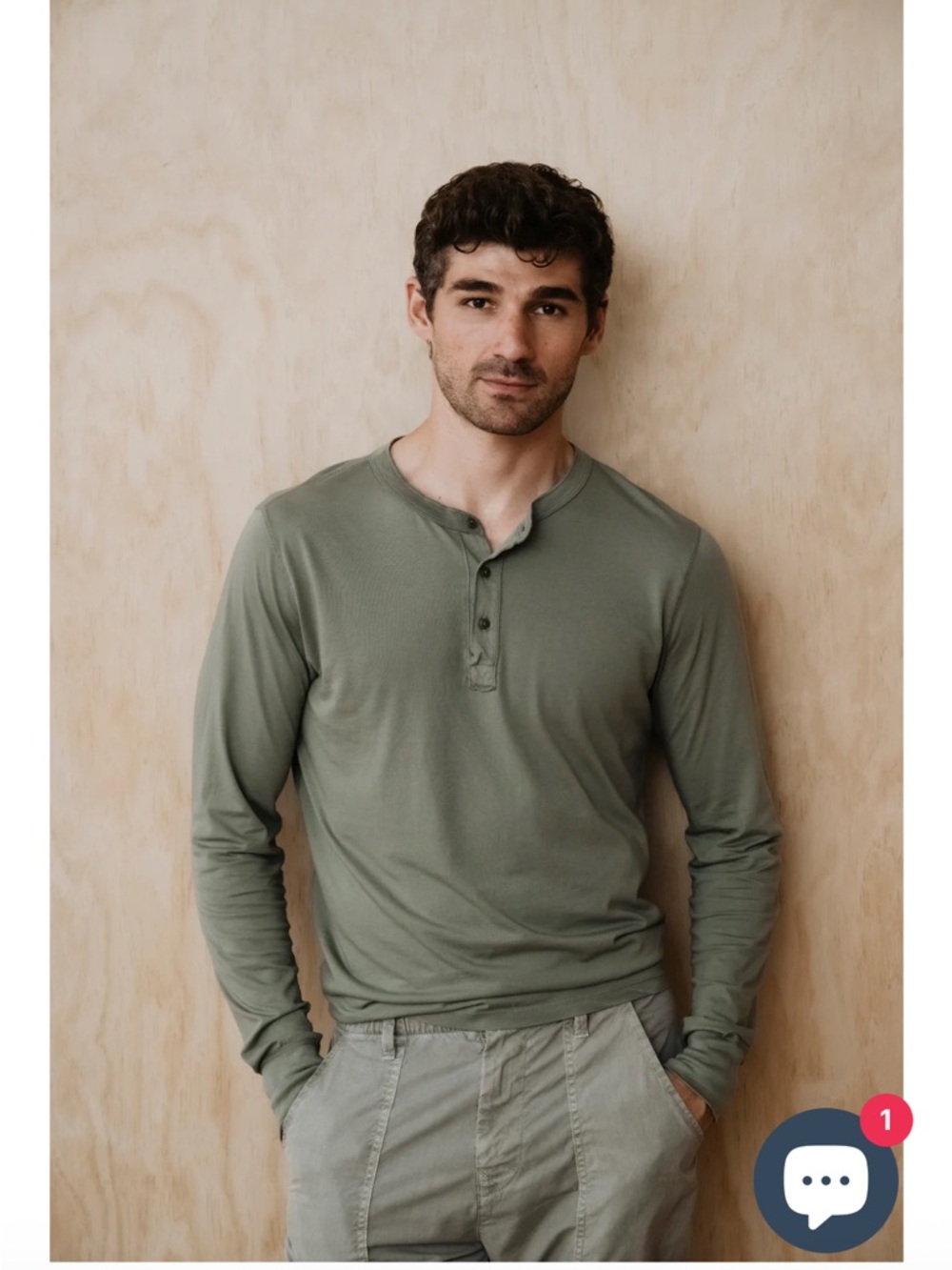 NWT Save Khaki United LONG SLEEVE SUPIMA JERSEY HENLEY Sz s